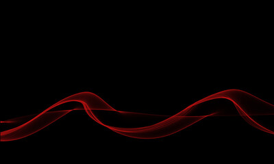 Abstract background neon red
 waves on a black background