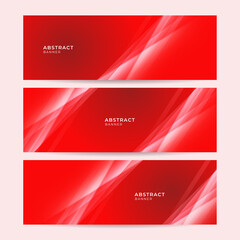 Set of modern transparant red abstract banner design background. Abstract red banner background with 3d overlap layer and wave shapes
