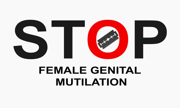 Illustration of International Day of Zero Tolerance for Female Genital Mutilation on February 6th. Stop FGM. Feminism concept.