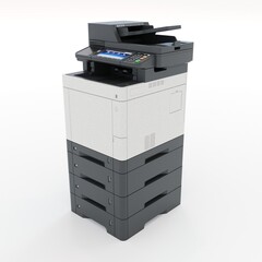 Multi-function printer scanner. Isolated Office professional technology. 3D illustration.