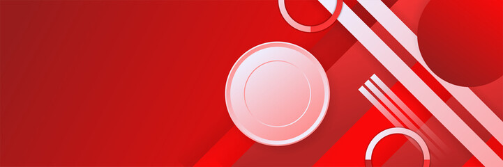 modern memphis geometric red abstract banner design background. Abstract red banner background with 3d overlap layer and wave shapes