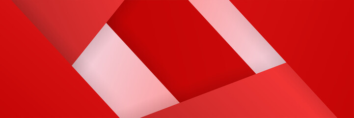 Obraz premium modern Geometric line red abstract banner design background. Abstract red banner background with 3d overlap layer and wave shapes