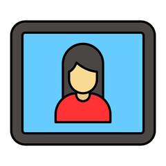 Self Recording Camera Display Screen Vector Color Icon Design, Video blogger Symbol, photographer or videography equipment Sign, Filmography and Cinematography Stock, Person recording a vlog Concept