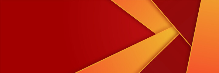 modern Geometric block orange red abstract banner design background. Abstract red banner background with 3d overlap layer and wave shapes