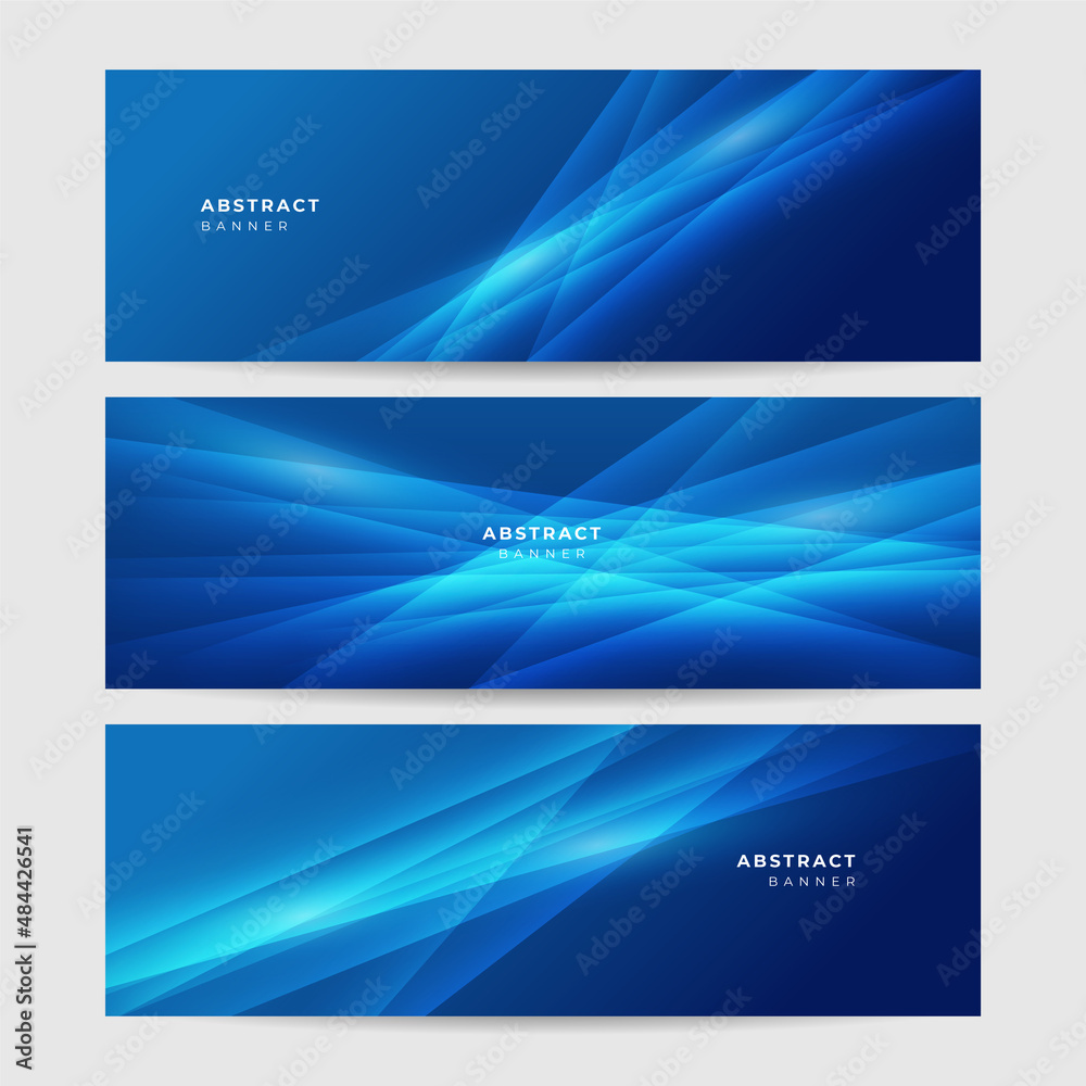 Wall mural Set of modern transparant blue abstract banner design background