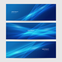 Set of modern transparant blue abstract banner design background