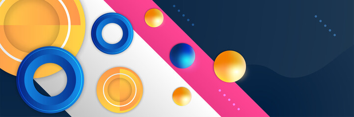 Set of modern memphis geometric blue abstract banner design background