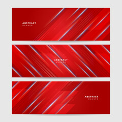 Fototapeta premium Set of modern light red abstract banner design background