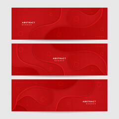 Set of modern Wave red abstract banner design background
