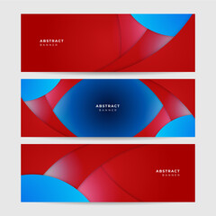 Set of modern gradient shape red blue abstract banner design background