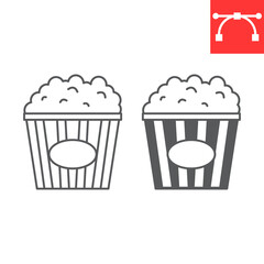 Popcorn line and glyph icon, cinema and movie, pop corn vector icon, vector graphics, editable stroke outline sign, eps 10.