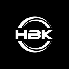 HBK letter logo design with black background in illustrator, vector logo modern alphabet font overlap style. calligraphy designs for logo, Poster, Invitation, etc.