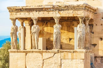Keuken spatwand met foto Acropolis of Athens ruins details sculptures Greeces capital Athens Greece. © arkadijschell