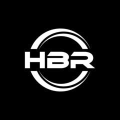 HBR letter logo design with black background in illustrator, vector logo modern alphabet font overlap style. calligraphy designs for logo, Poster, Invitation, etc.