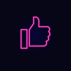 vector neon sign with thumbs up for decoration and design