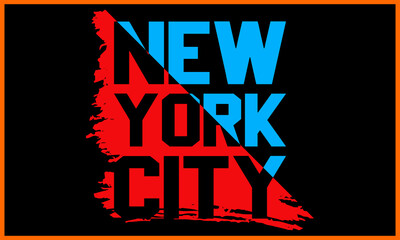 New York City illustration and colorful design. New York City Vector t-shirt design in the Black background. Graphics for the print products, t-shirt, vintage sports apparel, Vector illustration.