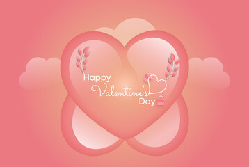 Realistic Happy valentine day heart shaped & valentine's day background Vector With love