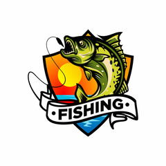 Fishing tournament logo design vector