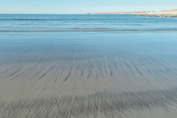冬の朝の銚子マリーナ海水浴場　銚子市潮見町