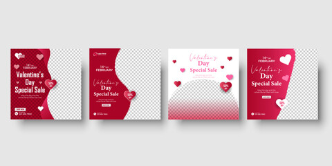 valentine's day special sale promotional  social media post design template