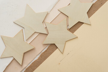 wooden stars on old paper