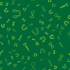 Set line Headphones, Clarinet and Music note, tone on seamless pattern. Vector