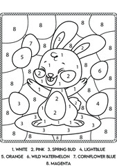 Easter Color By Number Coloring Page | Easter Bunny