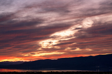 Colorful sunset over Utah Lake