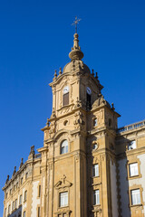 Fototapeta na wymiar Tower of a historic church building in San Sebastian