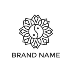 Ying Yang Leaf Logo Design Vector template