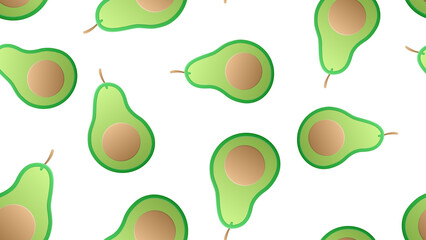 vector illustration. pattern with avocado. illustration for cafes and restaurants. cute wallpaper, healthy food cafe wall design. avocado on a white plate with a bone inside