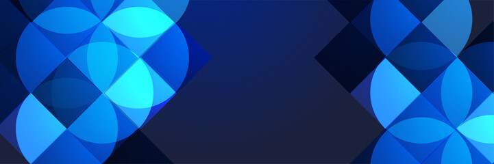 Set of overlap memphis geometric blue abstract banner design background