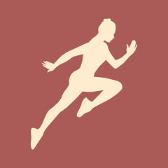Fototapeta na wymiar Silhouette. Sportswoman. Run. Sportswoman silhouette. Young woman. Bounce.