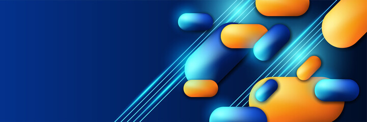 modern memphis geometric blue colorful abstract banner design background