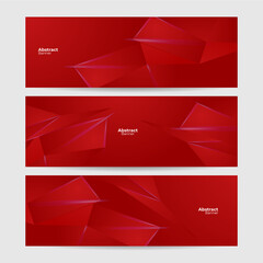 Set of modern Geometric line red abstract banner design background
