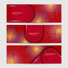 Set of modern gradient shape red abstract banner design background