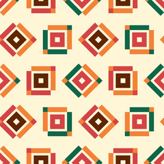 Colorful geometric mid-century modern style seamless pattern. Retro vector wallpaper.