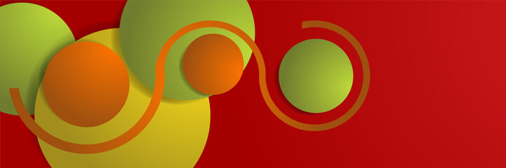 Circle Geometric red green abstract banner design background