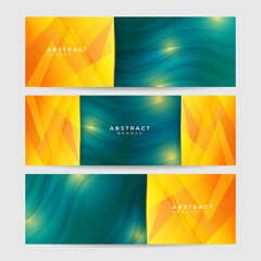 Obraz premium Set of modern gradient shape green orange abstract banner design background