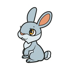 Cute cartoon baby rabbit color variation for coloring book on white background