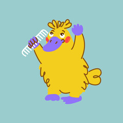 Cartoon childish character platypus. Children's character for packaging cosmetics.