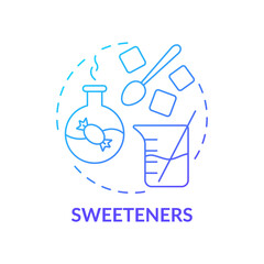 Sweeteners blue gradient concept icon. Sugar substitute. Glucose and fructose. Food additives abstract idea thin line illustration. Isolated outline drawing. Myriad Pro-Bold fonts used