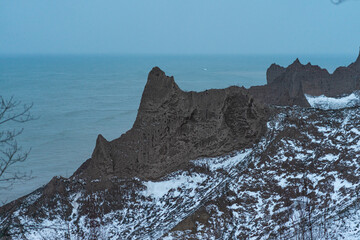 Massive peaks from the bluffs at Chimney Bluffs