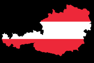 Austria  flag on map isolated  on png or transparent  background,Symbol of Austria,template for banner,advertising, commercial, and business matching country,vector illustration