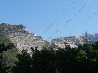 panorama on Miseglia marble quarrying basin among the green of the Apennine Mountains from the village of Codena