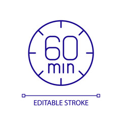 Fototapeta premium Sixty minutes limit RGB color icon. Setting deadline. Time period. One hour limitation. Maximum length. Isolated vector illustration. Simple filled line drawing. Editable stroke. Arial font used