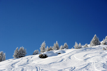 Fototapeta na wymiar Winter scenery wits snow capped mountain 