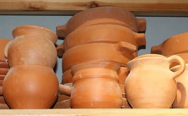 earthenware in a pottery workshop