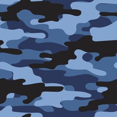 seamless blue camouflage. print on clothes or print. vector.		