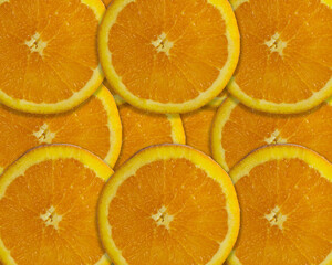 Seamless pattern of fresh orange slices, tangerine slices